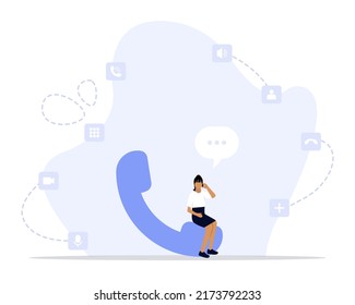 Call screen smartphone interface vector template, Mobile app page dark mode design layout, Flat UI for application