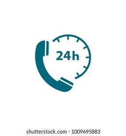 Call Service 24 Hour Non Stop Illustration, Phone Vector Icon, Telephone Symbol 