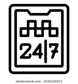 Call service 24 hours taxi icon outline vector. Parking drive. Rider service