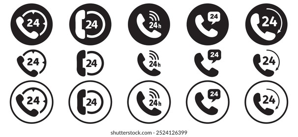 Ícone de 24 horas do call center. Ilustração vetorial 24h eps 10