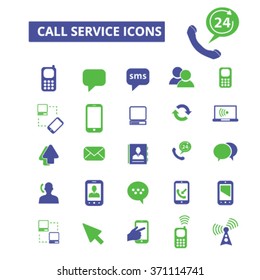 serviço de chamada, comunicação, conexão, tecnologia, ícones móveis, sinais vetor conceito definido para infográficos, móvel, site, aplicativo 