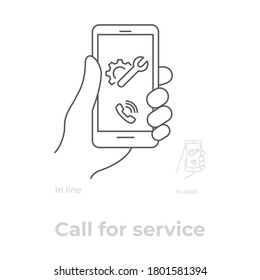 Call for service concept line icon illustration vector symbol