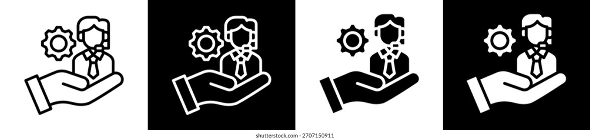 Llamada Icono De Servicio Conjunto En Blanco Y Negro Relleno Estilo Colección