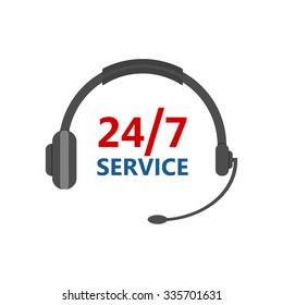 Call service icon, support and help 7 days a week and 24 hours a day - vector illustration