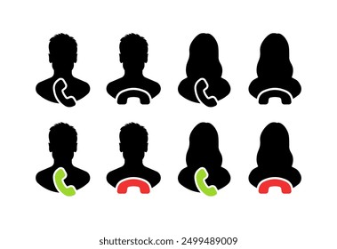 Llamar a los iconos de conjunto. Silueta y estilo plano. Iconos del vector.