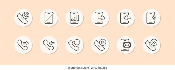 Icono de línea de juego de llamadas. Gadget, comunicación, teléfono, mensaje, internet, Wi-Fi, conexión. Fondo de color Pastel. Icono de línea de vector para negocios y publicidad