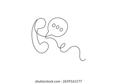 Call sign continuous one line drawing simple outline minimalist vector illustration