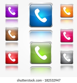 Call Sign Round Corner Vector Web Icon Button Set