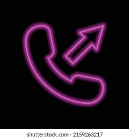 Call simple icon vector. Flat design. Purple neon style on black background.ai