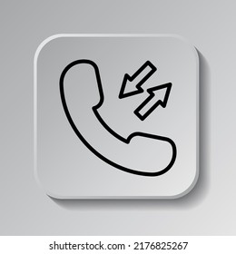 Call simple icon, vector. Flat design. Black icon on square button with shadow. Grey background.ai