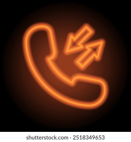 Ícone simples de chamada, vetor. Design plano. Néon laranja no fundo preto.ai