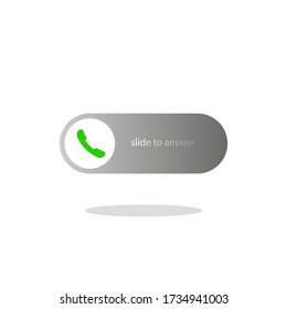 Call slide butoon vector icon, phone calling slide illustration with shadow on white background
