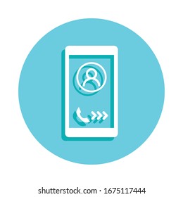 Call to smart phone badge icon. Simple glyph, flat vector of web icons for ui and ux, website or mobile application