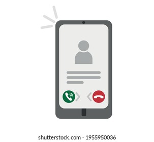 call smart phone interface vector template. Mobile application page design layout. Incoming call, voicemail screen. Flat design for application. Decline, answer buttons. Phone screen.
