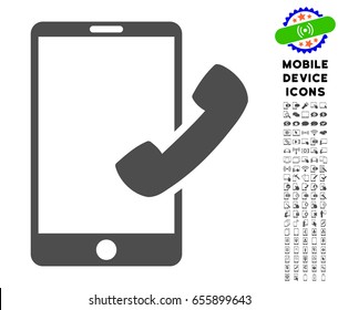 Call Smartphone icon with digital pictogram clip art. Vector illustration style is a flat iconic symbol, gray colors. Designed for web and software interfaces.