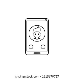 call, smartphone, male icon. Simple thin line, outline vector of friendship icons for ui and ux, website or mobile application