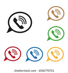 Call speech bubble sign, color set.