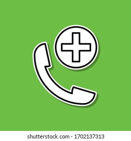 Rufen Sie das Symbol für Aufkleber an. Einfache dünne Linie, Vektorillustration von medizinischen Symbolen für i und ux, Website oder mobile Applikationen