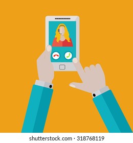 Call support center from mobile phone vector illustration