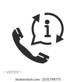 call support customer, info service icon, information operator phone, faq help, inquiry telephone, flat vector illustration