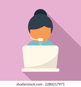 Call support icon flat vector. Office service. Work online