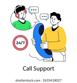 Call support illustration, editable vector