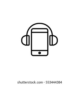 Call support line icon, customer service, support, call center icon, smartphone with headphones
