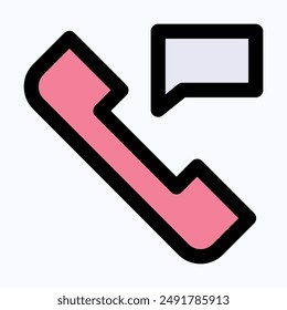 Call Support, Telephone, Phone Call Vector Icon, Isolated Lineal Color Vector Icon.