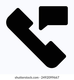Call Support, Telephone, Phone Call Vector Icon, Isolated Silhouette Vector Icon.