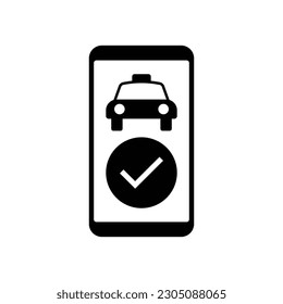 Llama a un taxi en línea, aplicación móvil. Aplicación móvil en línea para pedir servicio de taxi en estilo plano. aislado sobre fondo blanco