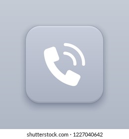Call, Telephone conversation, gray vector button with white icon on gray background