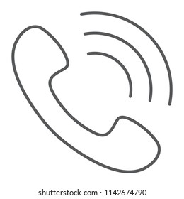 Call thin line icon, phone and communication, ring sign, vector graphics, a linear pattern on a white background, eps 10.