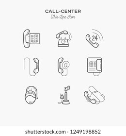 Call thin line icons set, vector illustration