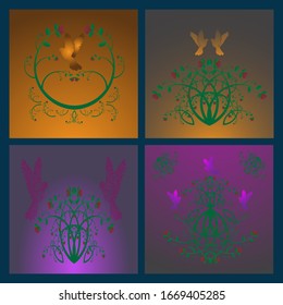 I call this design full of love because of the combination of colors, flowers and pigeons that produce such an impression. This design can be used for backgrounds, greeting cards and so on