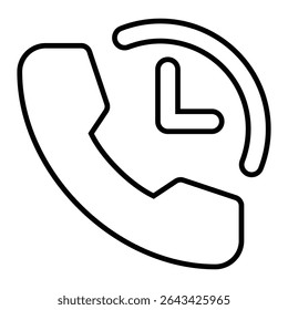 call time line icon design. call time thin black outline symbol vector illustration. editable stroke icon on transparent background.