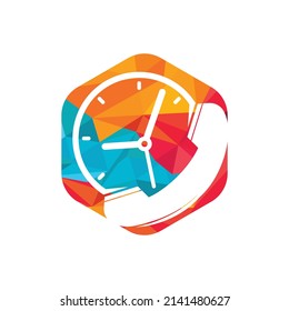 Call time vector logo design template. Support and service logo concept.	