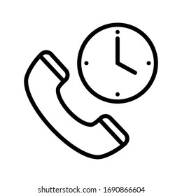 call time vector thin line icon 