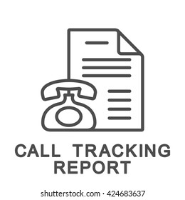 Call tracking report contour icon. The thin contour lines.