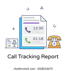 Icono de informe de seguimiento de llamadas, vector modificable 