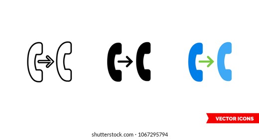 Call Transfer Icon Of 3 Types: Color, Black And White, Outline. Isolated Vector Sign Symbol.