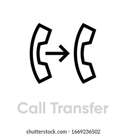 Call Transfer Icon. Editable Line Vector. Two Phones Transfer Information