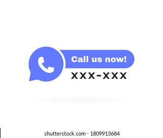 Call us badge with phone and place for phone number . Message bubble with phone headset pictogram. Vector illustration.