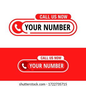 Call us block template - button with phone number in website header  - conspicuous frame with phone headset pictogram