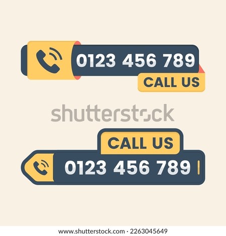 Call us button call sign and symbol vector with Phone number