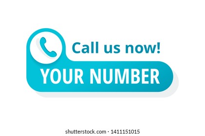 Call us button  - template for phone number place in website header  - conspicuous sticker with phone headset pictogram