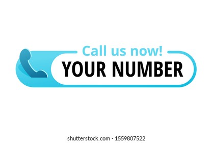 Call us button  - template for phone number place in website header  - conspicuous sticker with phone headset pictogram in modern decoration