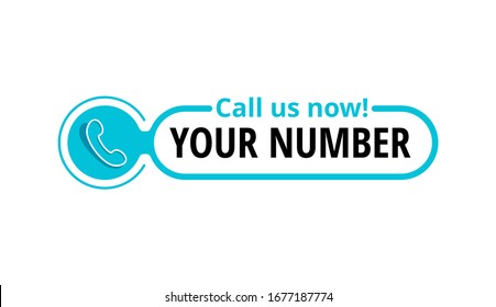 Call us button  - template for phone number place in website header  - conspicuous sticker with phone headset creative pictogram 