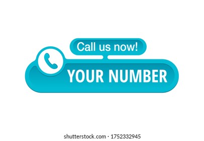 Call us button  - template for phone number place in website header  - conspicuous sticker with phone headset pictogram