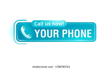 Call us button  - template for phone number place in website header  - conspicuous sticker with phone headset pictogram