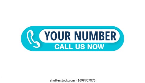 Call us button  - vector template with phone number place in website header  - conspicuous sticker with phone headset pictogram in modern decoration